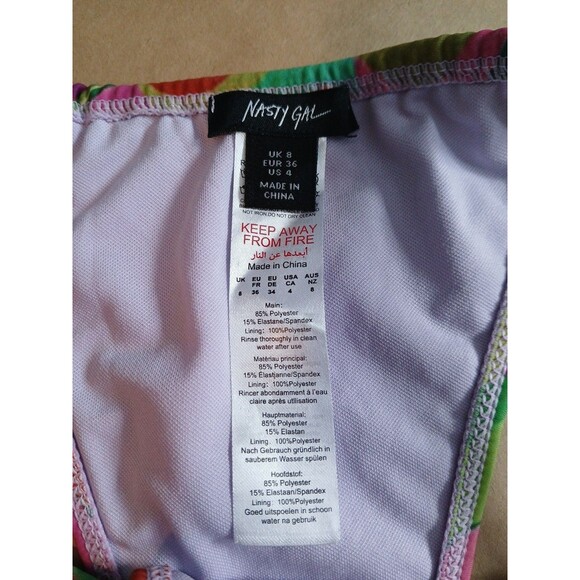 Nasty Gal Bikini Bottom Womens 4 Retro Psychedelic Rave - Picture 3 of 8